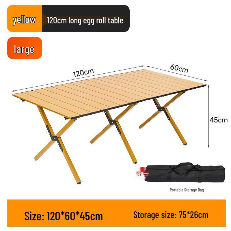 Folding Metal Carbon Steel Roll-up Camping Table and Chair Set