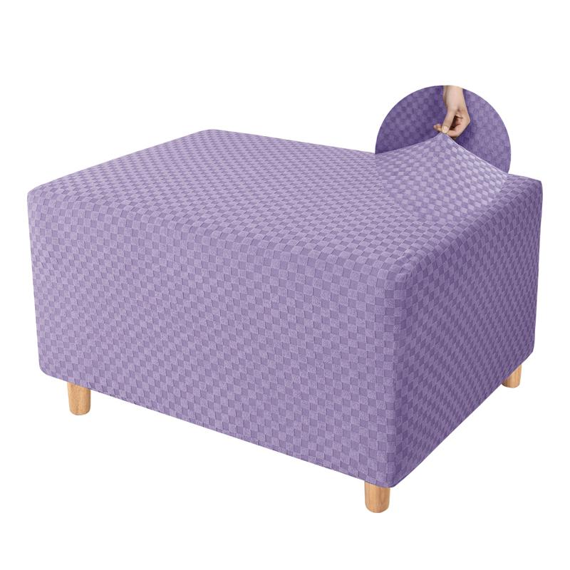 Square Elastic Ottoman Stool Cover Slipcover Jacquard Footstool Sofa Slipcover Furniture Protector Covers Footrest Chair Covers