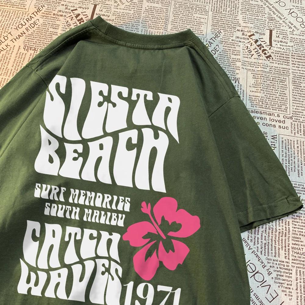 Siesta Beach Catch Waves 1971 Pánské Dámské Tričko Značková Kvalita Krátký Rukáv Oversize Hip Hopové Tričko Kulatý Výstřih Bavlna Volné Topy
