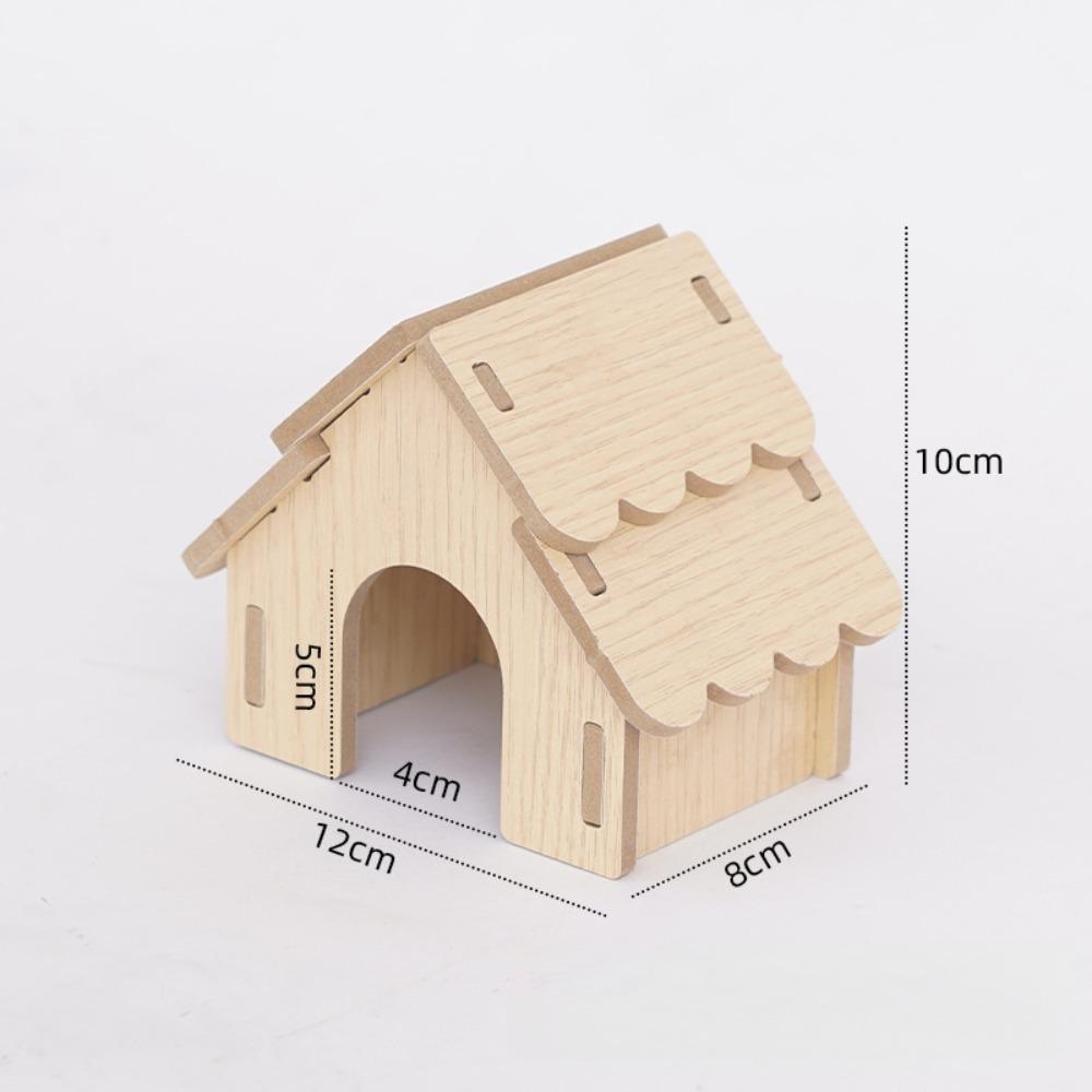 Durable Hamster House Natural Wooden Small Pets Hideaway New Hamster Hide Villa for Chinchilla