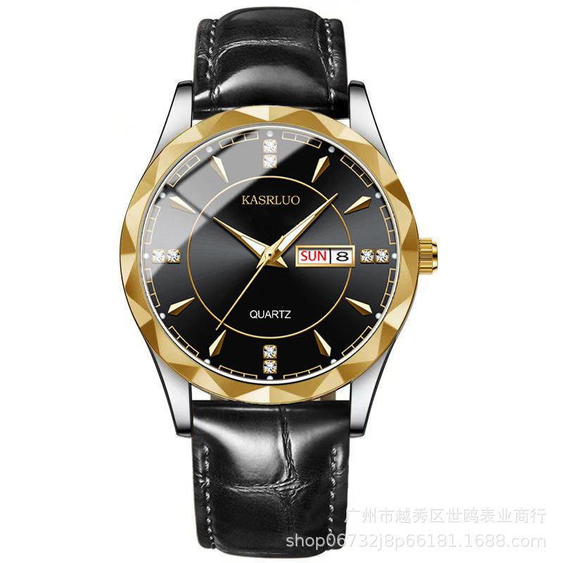Trendy Men'S Watch Men'S Waterproof Stainless Steel Double Calendar Premium Quartz Watch Luminous