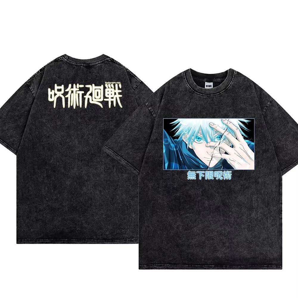 Jujutsu Kaisen Sommervasket Vintage T-skjorte Satoru Gojo Ryomen Sukuna Kortermet Anime Herre og Dame Topper