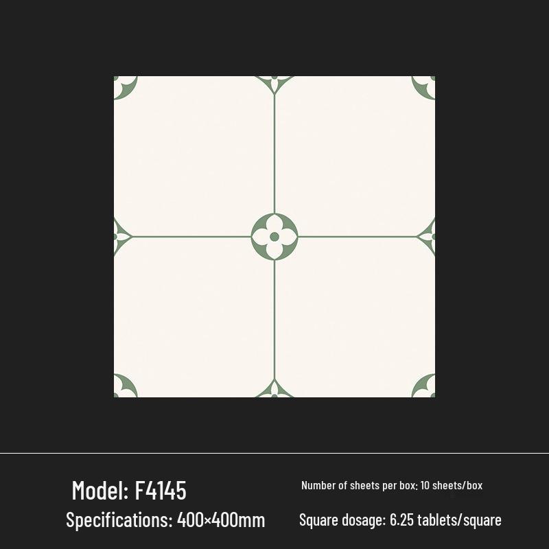 400x400 Zelená francouzská retro dlaždice s malým květinovým vzorem pro kuchyň, koupelnu, balkon a podlahu