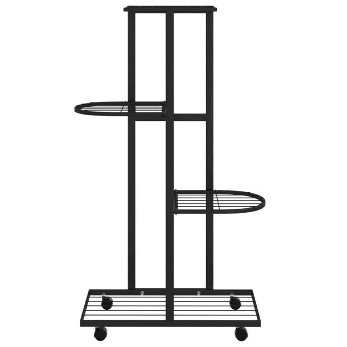 343115 vidaXL Jardinière à 4 niveaux avec roues 44x23x80 cm Noir Fer