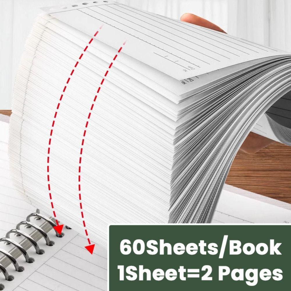 60Sheets Paper Notebook Horizontal Line/Grid Binder Inner Page Notebook Refill Paper  Students