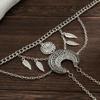 Braccialetto con catena in metallo con nappa a foglia di piuma vintage per donne e ragazze, bracciale punk bohemien