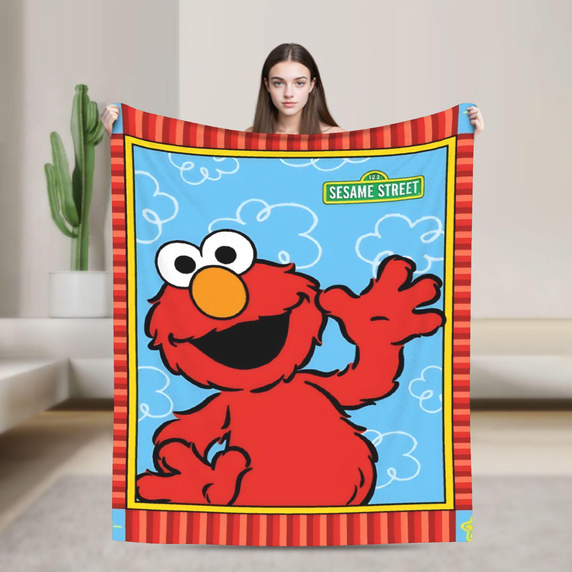 Sesame Street Cartoon Blanket Cover Velvet Elmo Lightweight Thin Throw Blankets for Bedding Couch Bedroom Quilt 75X95CM