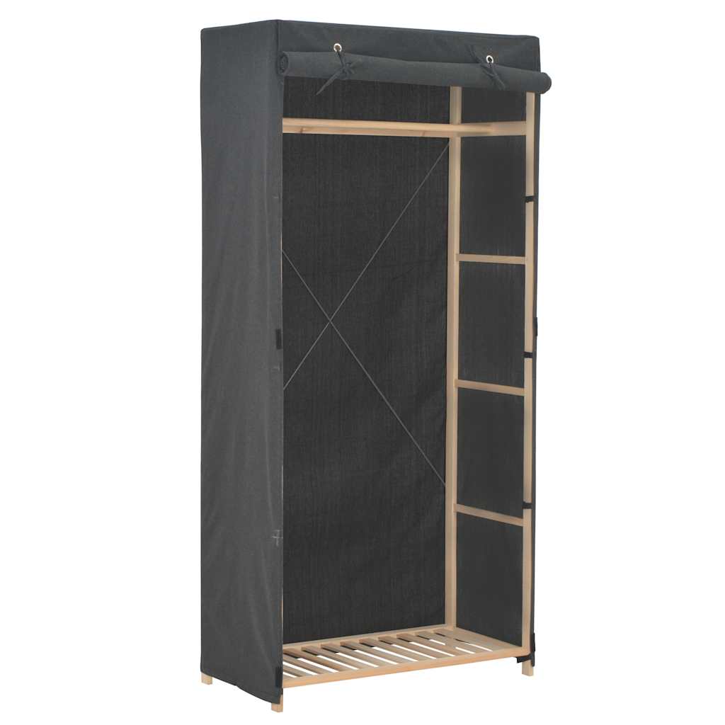 Grauer Kleiderschrank 79 x 40 x 170 cm Stoff