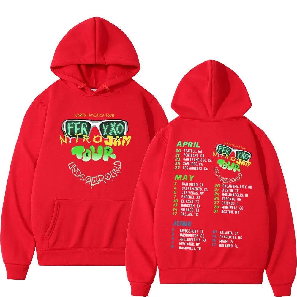 2023 Rapper Feid Ferxxo Tour Mikina Unisex Ženy Móda Estetika Oversized mikiny Hip Hop Neformální mikiny Fleece s dlouhým rukávem
