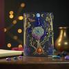 Mystic Pentacle Leather Journal | 5×7" Handmade Deckle Edge Paper | Wiccan Moon & Serpent Art Notebook | Vintage Occult Grimoire with Lock