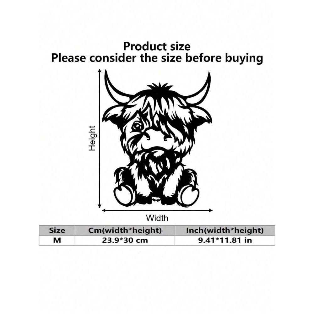 Metal Wall Art Highland Cow Sculpture Rustic Home Decor Gift for Farmhouse Office Living Room Birthday