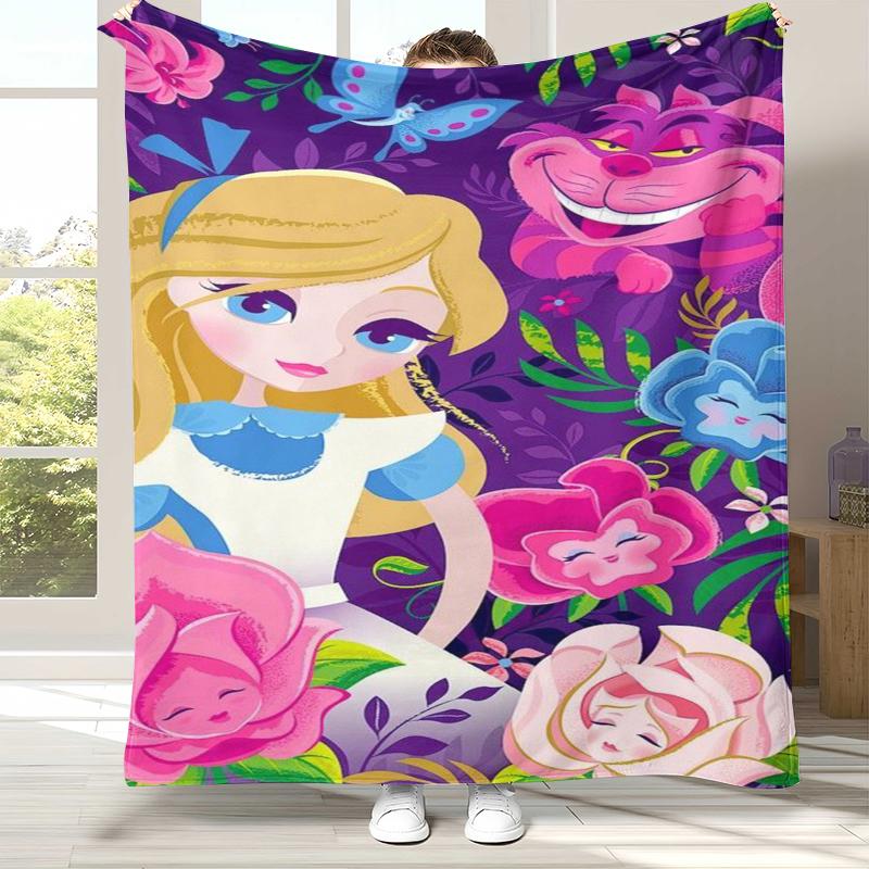 Alice im Wunderland Cartoon Cheshire Katze Flanelldecke, Ultraweiche Warme Plüschdecke für Zuhause Schlafzimmer Bett Sofa Abdeckung Kindergeschenk