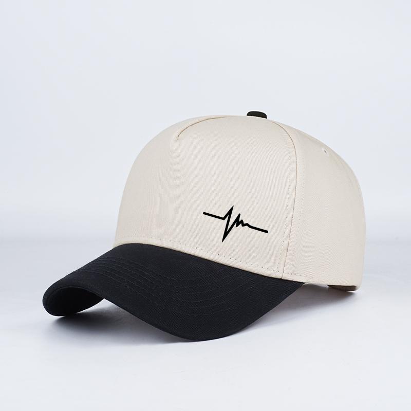 Heartbeat ECG Print Two Tone Baseball Cap Adjustable Unisex Cotton Casual Sun Hat