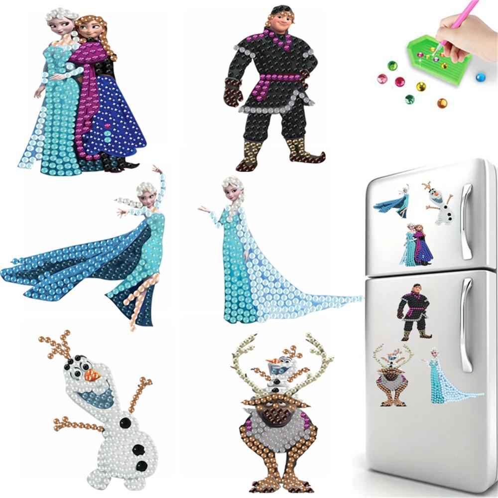 6Pcs Ice and Snow World Series Diamond Art Fridge Magnet Diamond Painting Refrigerator Magnet Diamond Painting Fridge Magnet for Adults Beginners