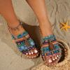 Bohemian Flat Sandals for Women - 2025 Summer New Fringe Design - Size 43 Beach Sandals