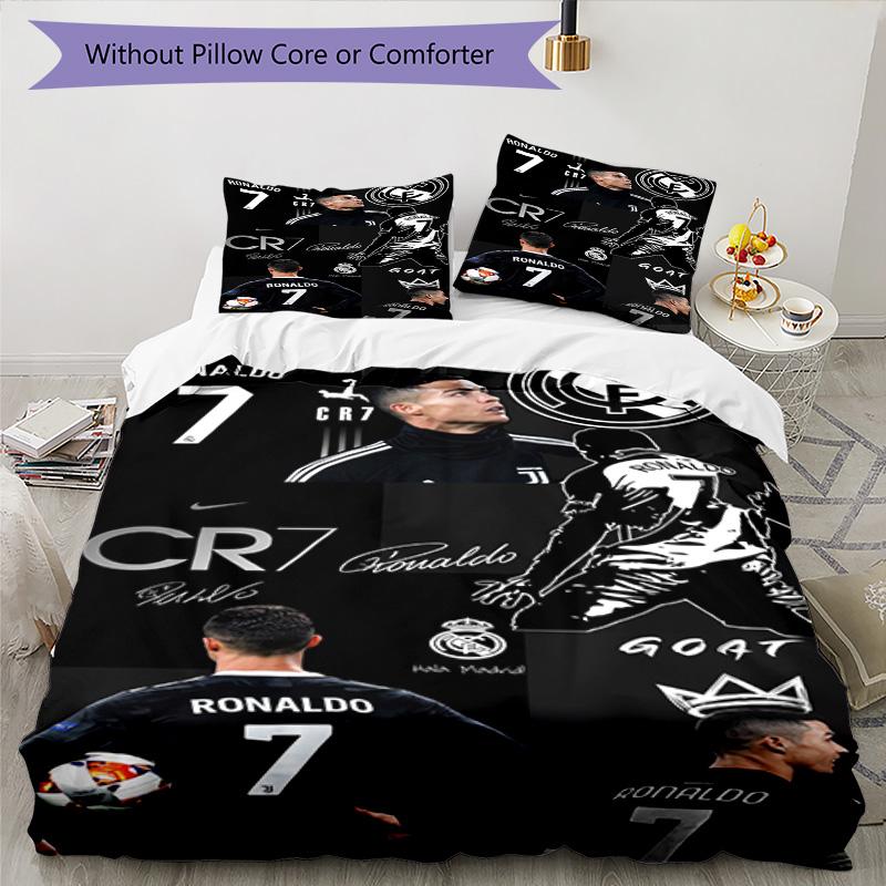 Ronaldo's Cristiano Ronaldo's Journey Bedding Set, Breathable Duvet Cover with Pillowcases, Soft Bed Linen for Bedroom Home Decoration, Perfect Festiv