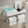 Wall-Mounted Two-In-One Toilet Paper Holder Space Aluminum Paper Towel Storage Rack Bathroom Mobile Phone Storage Rack