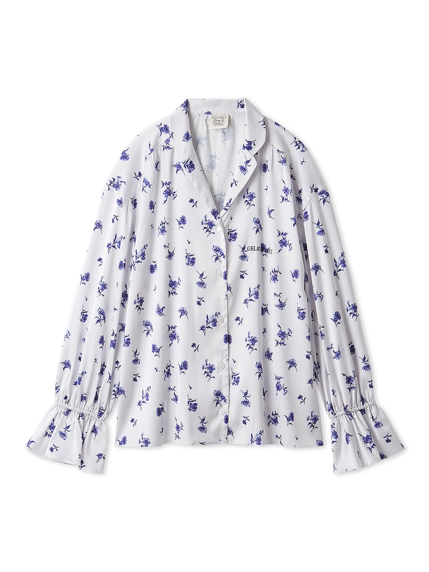 

Gelato Pique Day Floral Satin Gathered Shirt PWFT252241OWHTF Mother s