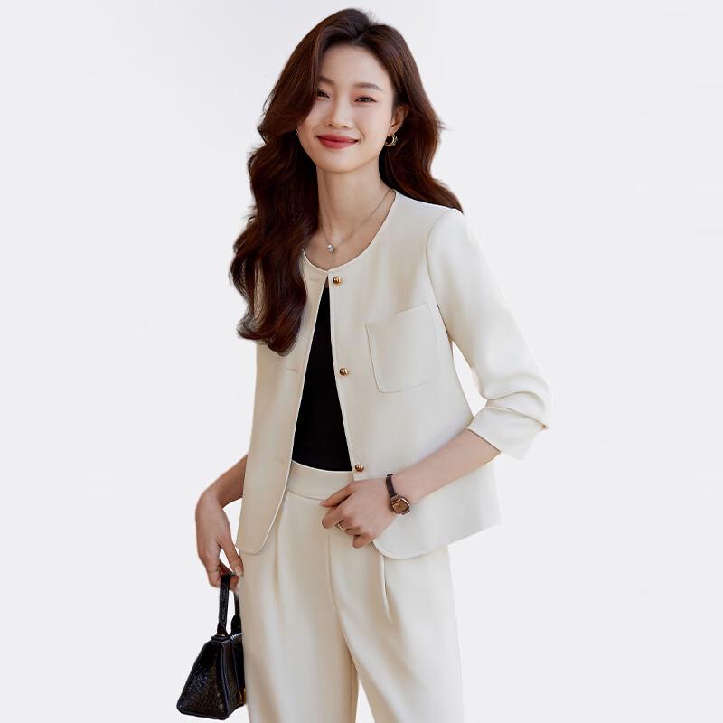 Women's Elegant Short Blazer & Straight Pants Set
