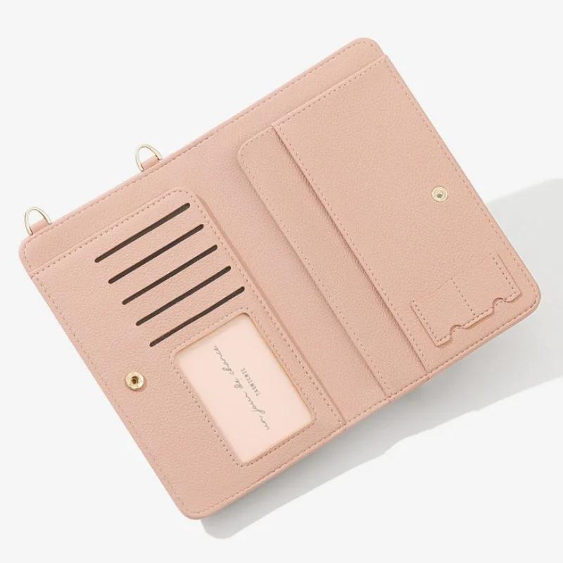 Elegant Double-layer Leather Mobile Phone Bag, Large-capacity High-end Women's Crossbody Messenger Commuting Purse Pouch
