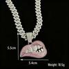 Colorful Diamond Biting Lips Pendant Necklace – Creative Hip Hop Cuban Chain