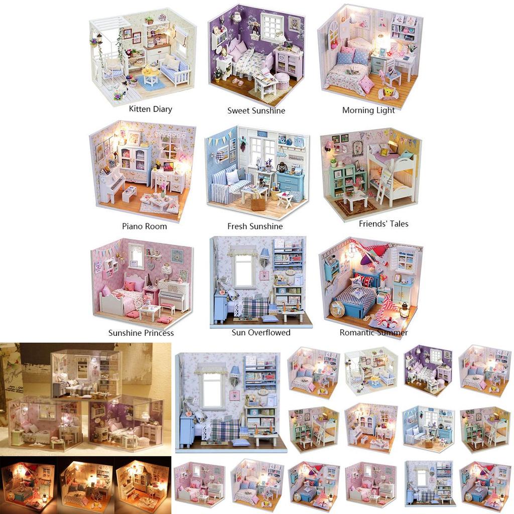 Exquisite 3d Miniature Dollhouse Furniture Kit With Led Light For Imaginative Kids