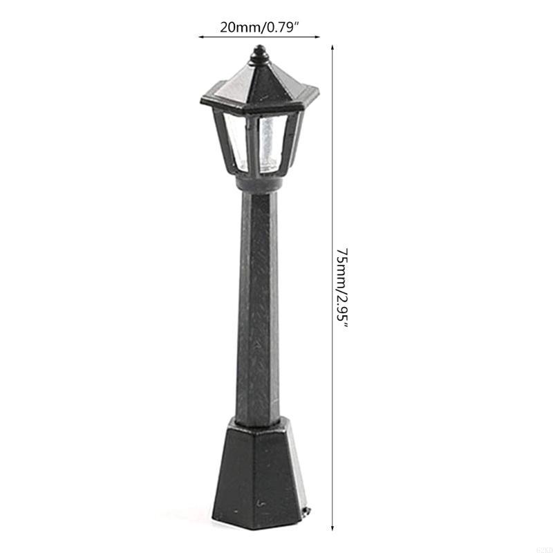 62KD Model Railway Train Lamp 4pcs Post Lights for Doll House Fairy Garden Ornaments