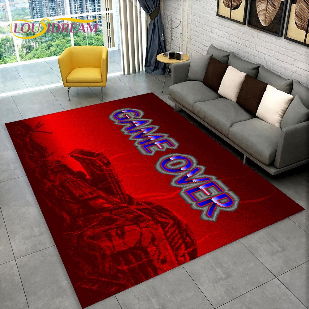 3D Cartoon Gamer Game Over Area Rug,Carpet Rug for Living Room Bedroom Sofa Playroom Doormat Decor,Kids Play Non-slip Floor Mat