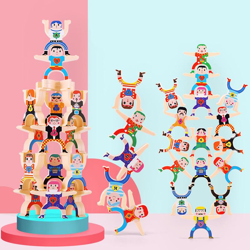 Diy Montessori Toys Balance Doll Building Blocks Board Stacking High Blocks Play Games Early Educational Toys For Children Kids