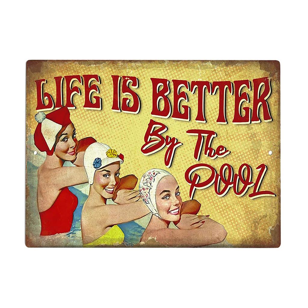Pool Rules Sign, Indoor/Outdoor Swimming Pool Decorations, Aluminum Metal Sign