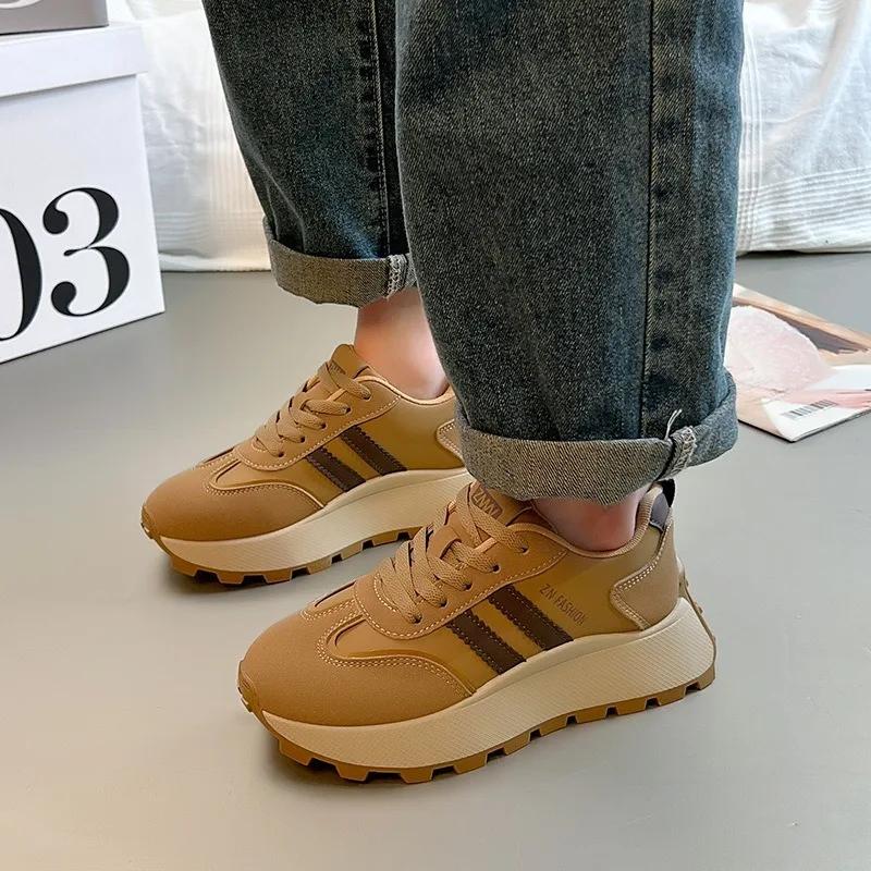Thick Bottom Women's Shoes 2025 New Trend All-Match Casual Vulcanize Shoes Ladies Quality Tennis Sneakers Chaussure Femme