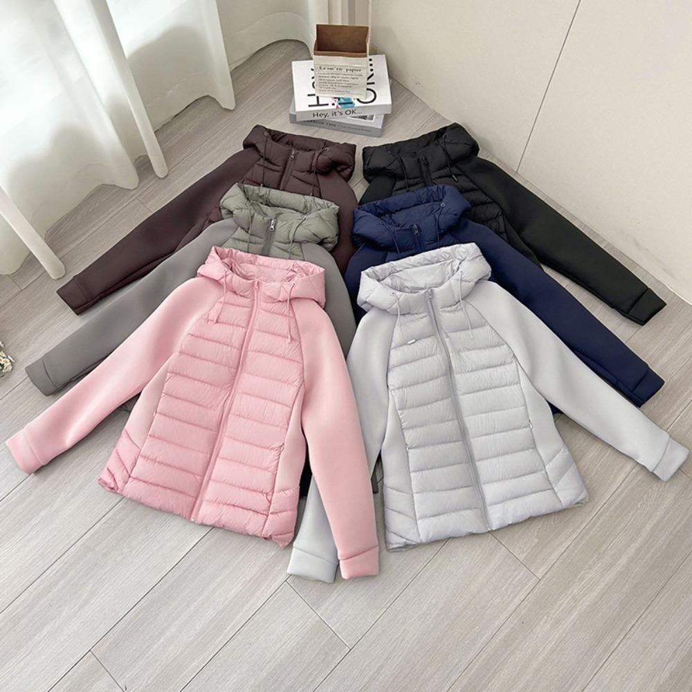 Women's Hooded Long Sleeve Coat Fitted Casual Lightweight Puffer Jacket for Winter Wear