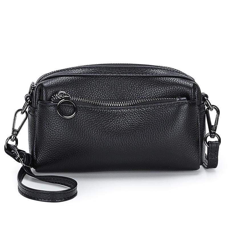 Nische Vielseitige Umhängetasche, Schultertasche aus Rindsleder der ersten Schicht, Tragbar aus echtem Leder, Mehrschichtige Hand-Handgelenk-Kleine quadratische Tasche