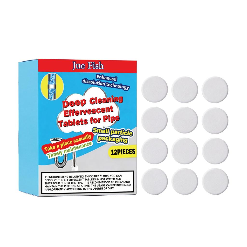 JUE FISH Brausetabletten zur Rohrreinigung: Löst Ölflecken und reinigt Toilettenschüsseln und Küchenspülen für Frische.