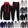 Men's Sportswear with Hooded Top and Hooded Sweatshirt At The Bottom Jogger's Gym