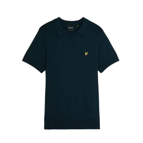 Pánské pletené polo tričko Lyle & Scott se vzorem rybí kosti