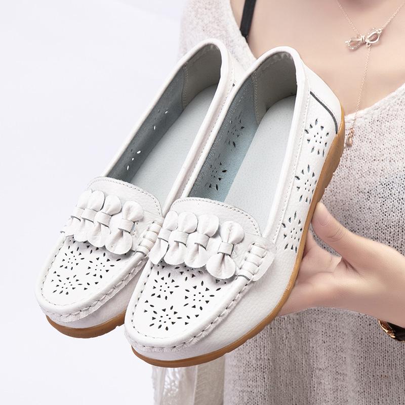 Women's Flats Moccasins Driving Shoes Casual Walking Minimalist Soft Summer Hollow Flower Shoes for Students Girl Over Sized