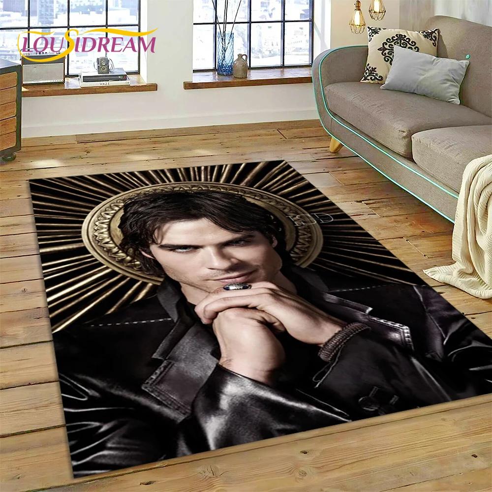3D Latest The Vampire Diaries Damon Salvatore Rug Carpet for Living Room Bedroom Home Decor,Non-slip Decoration for Sofa Doormat