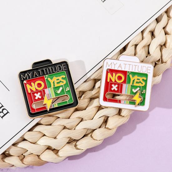 Brosche Social Battery Pin Interaktive Stimmungsnadel My Attitude Mood Shift Emaille-Brosche Schiebebar