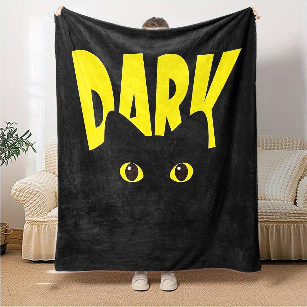 1pc DARK CAT Soft Flannel All Season Throw for Home, Office, Outdoor UseDurable Comfort Soft Warm Throw for Home