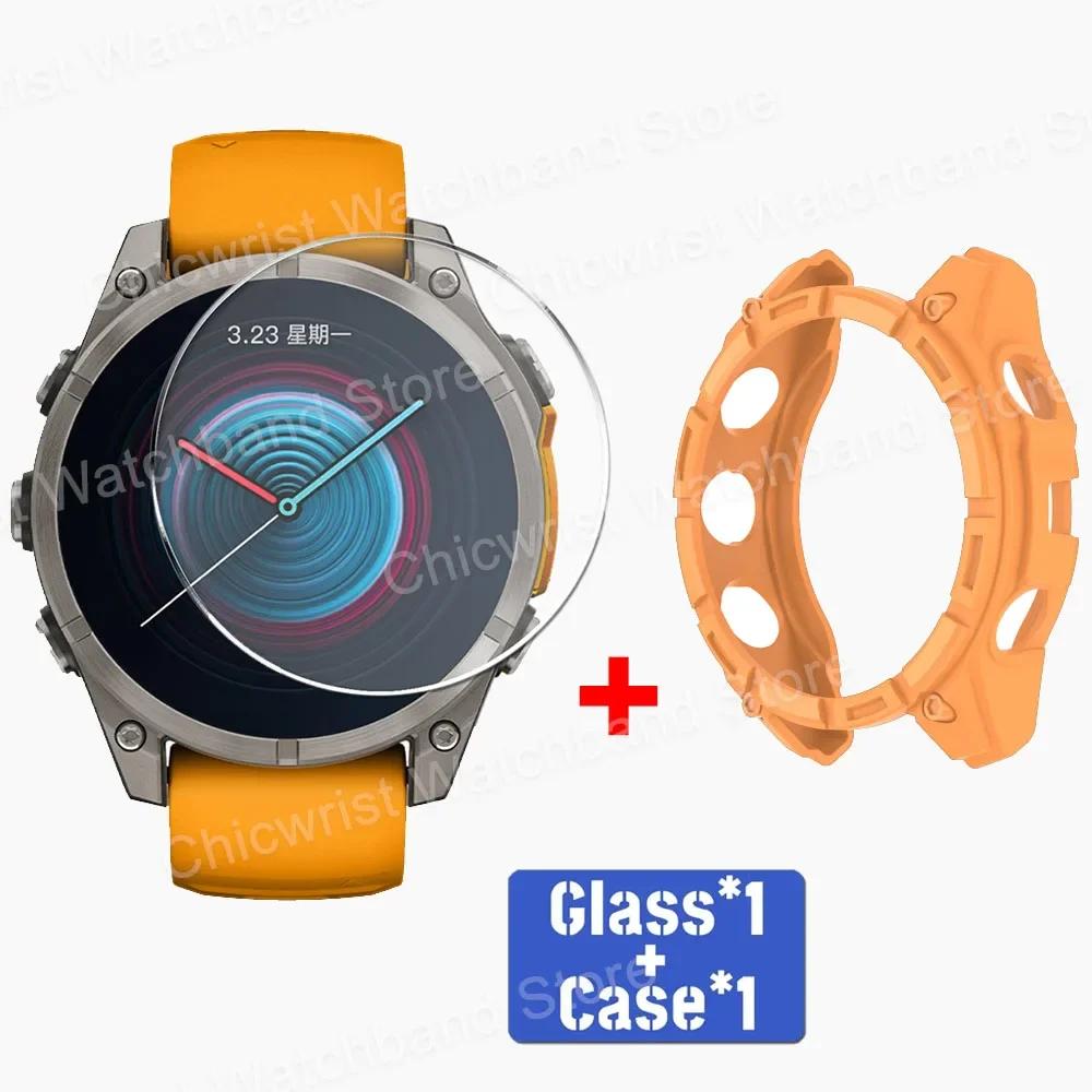 TPU Case+Tempered Glass For Garmin Fenix 8 51mm 43mm 47mm Screen Protector Silicone Anti-scratch Bumper for Fenix 8 Accessories