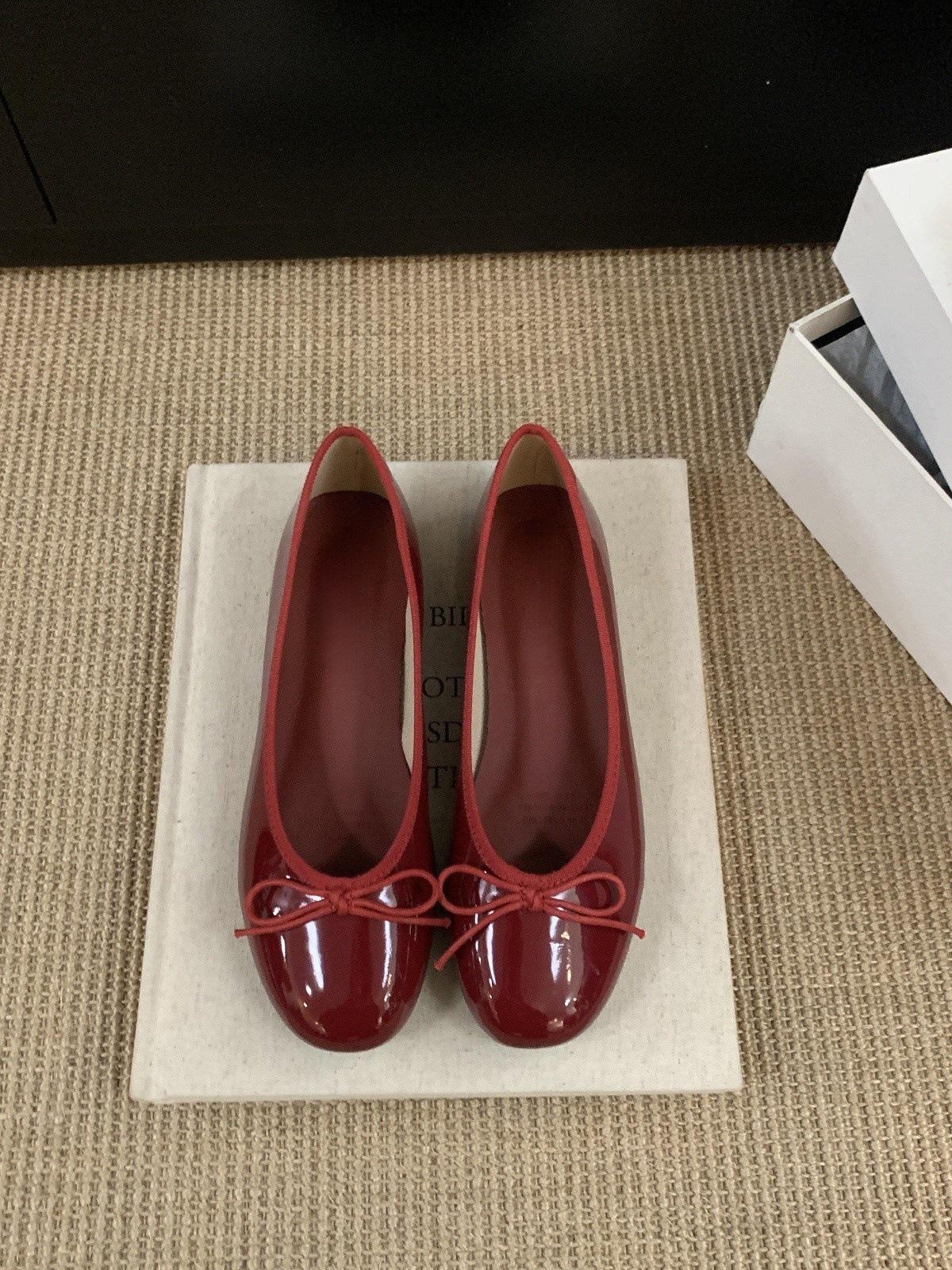 

Французский бант туфли-лодочки с мелким вырезом женская обувь 2025 новая весна-осень ретро нежные туфли-бини на плоской подошве 40 красный
