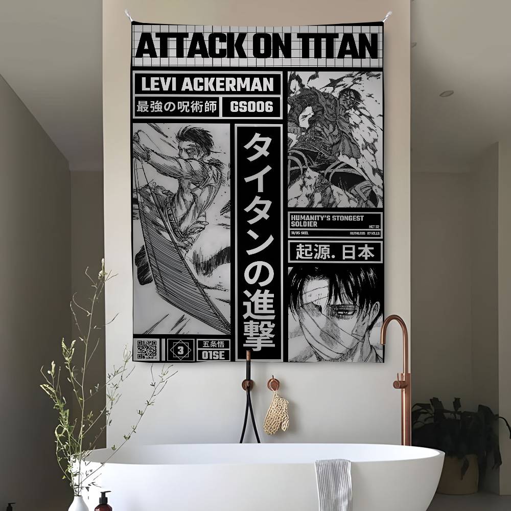 1pc Attack On TTitan Manga Tapestry Art Banner for Bedroom Bar Garden Outdoor Festival Decor
