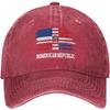 Dominican Republic US Flag Merged Design Washed Baseball Cap Distressed Vintage Style Casual Snapback Hat