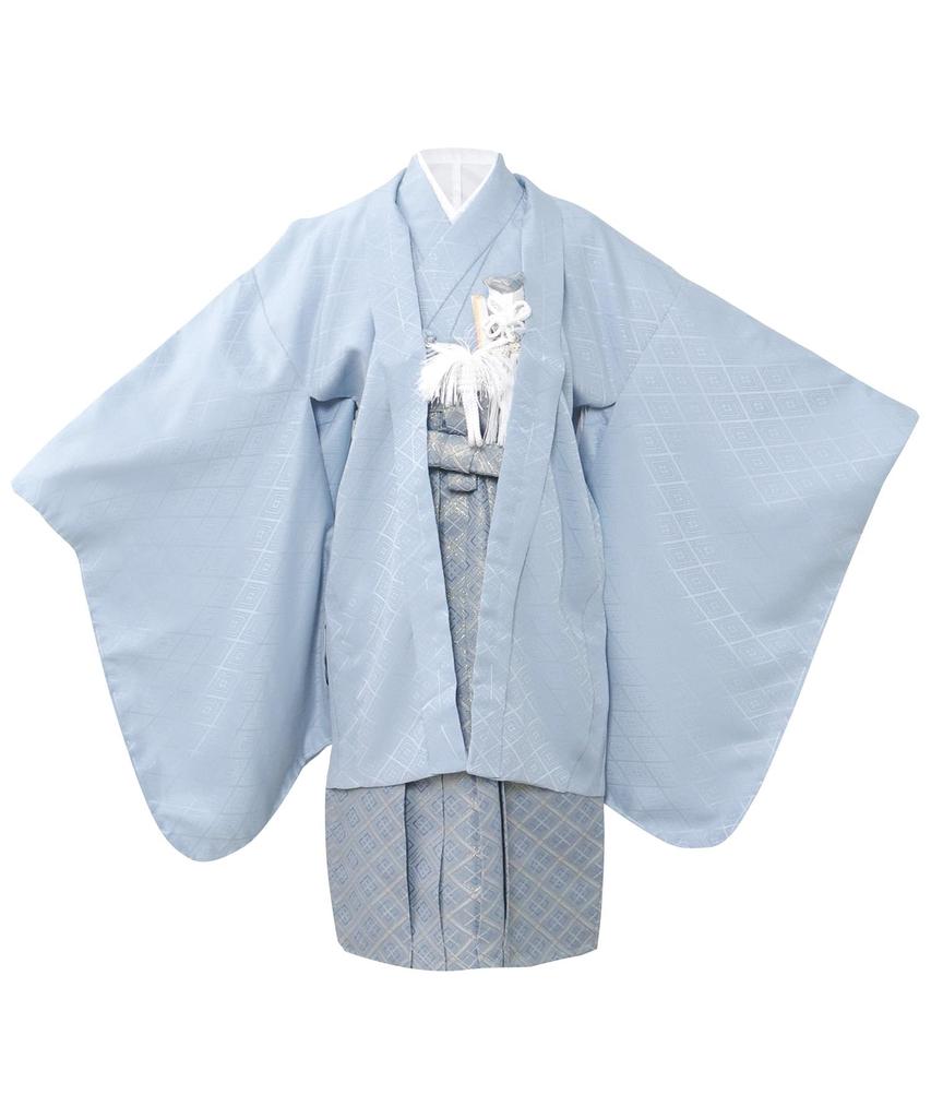 Shichigosan kimono haori and full set dull [KYOETSU] [Kyoetsu] 5-year-old boy's set, hakama, 753, ((02) blue, 5-year-old size)