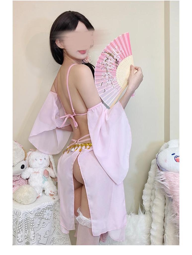 Exotic Princess Lace-up Nightdress: Sexy Open Chest Lingerie for Dancers