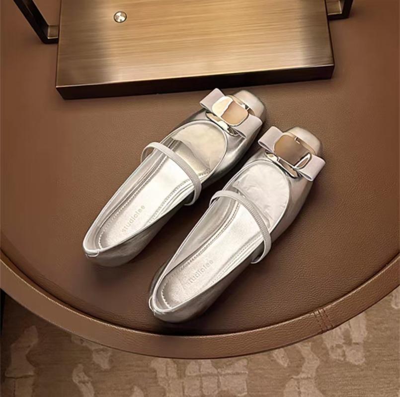 

Fashion 2024 New Shoes for Women Slip on Women s High Heels Fashion Metal Decoration Dress Pumps Women Hot Sale Square Toe Heels Women 40 серебряный