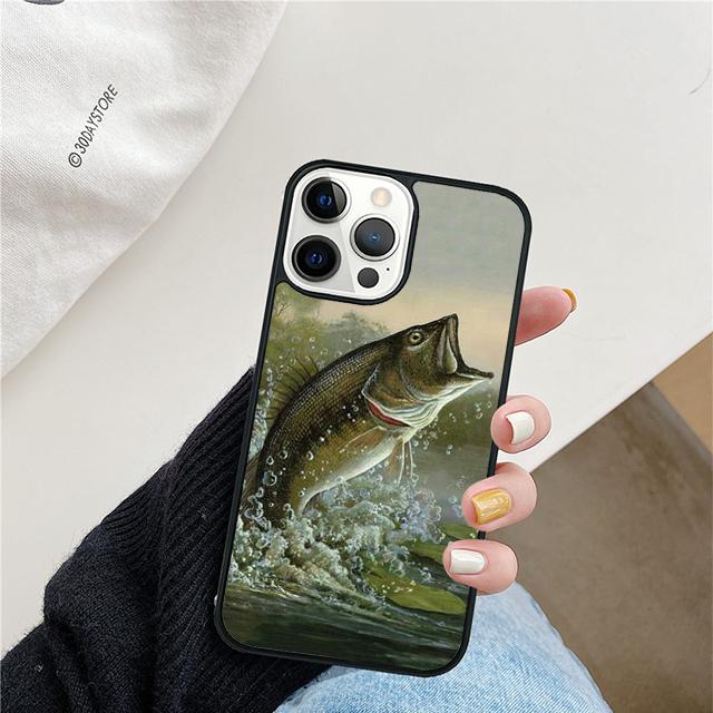 Fishing Painting Phone Case For iPhone 17 Air 15 16 Cover  11 13 14 Pro Max 12 Plus Max Fundas