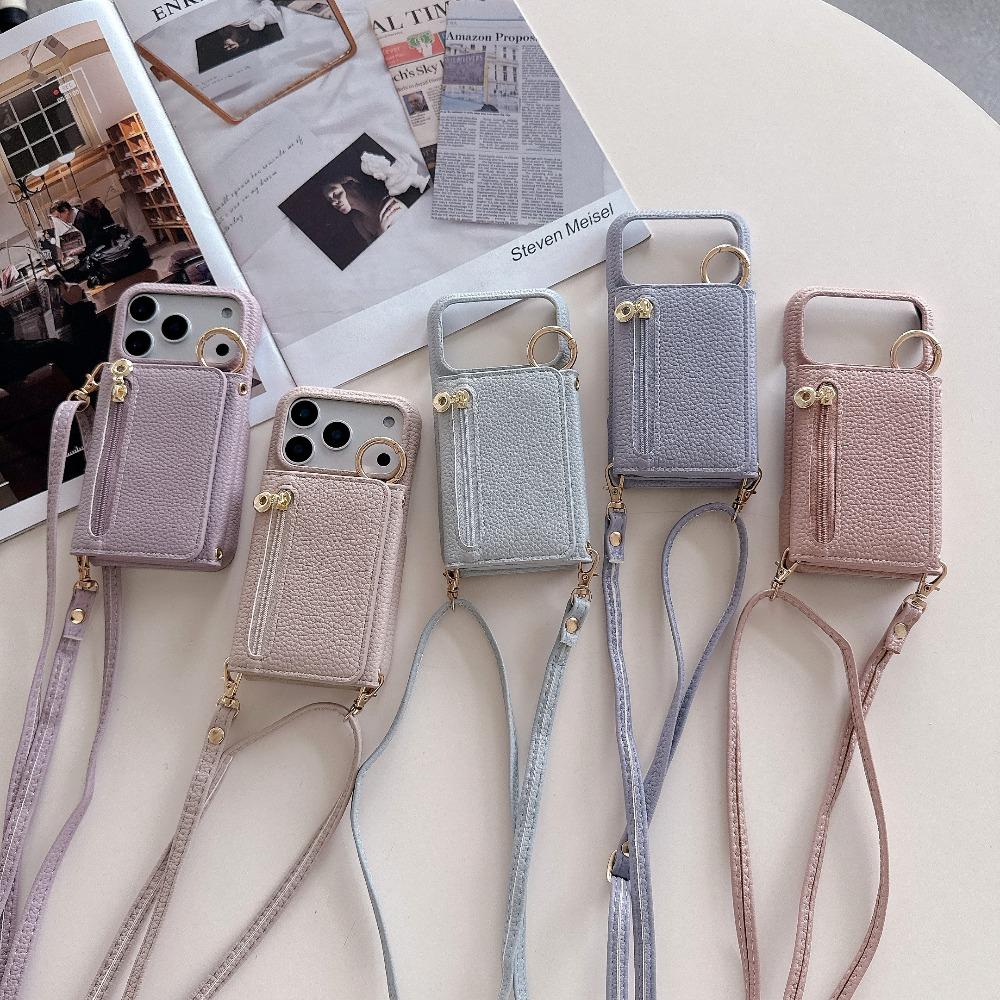 Crossbody Ring Holder Zipper Cards Solt Wallet Leather Case For Google Pixel 10 Pro XL 9A 9 8 8A 7A 7 Long Lanyard Pocket Cover