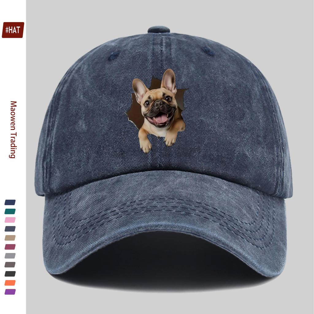Pc Cute Dog PeekABoo Print Baseball Cap with Adorable Pet Design Sun Hat Hunting Decor Hat Adjustable Strap MultiColor Av